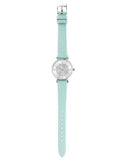 Emporio Armani Gianni T Bar Analog Crystals Silver Dial Blue Leather Strap Watch For Women - AR11443