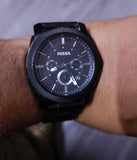 Fossil Machine Chronograph Black Dial Black Silicone Strap Watch for Men - FS4487