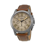 Fossil Grant Chronograph Brown Dial Brown Leather Strap Watch for Men - FS5214