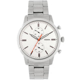 Fossil Townsman White Dial Silver Steel Strap Watch for Men - FS5346