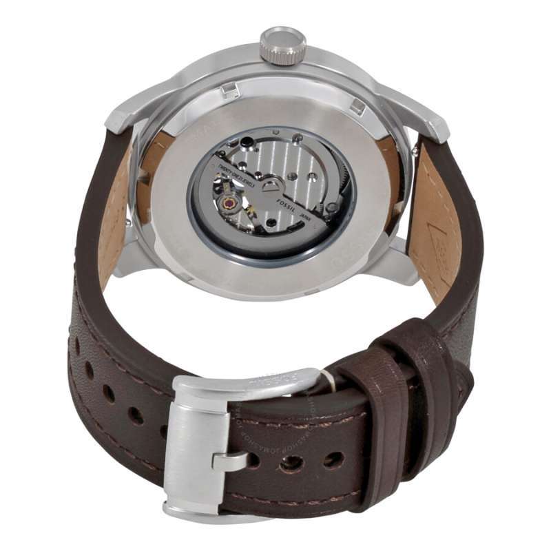 Fossil Pilot 54 Automatic Black Dial Brown Leather Strap Watch for Men - ME3118