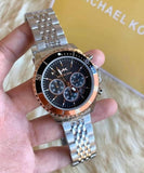 Michael Kors Bayville Chronograph Black Dial Silver Steel Strap Watch For Men - MK8725