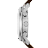 Fossil Pilot Chronograph White Dial Brown Leather Strap Watch for Men - FS5146
