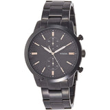 Fossil Townsman Chronograph Black Dial Black Steel Strap Watch for Men - FS5379