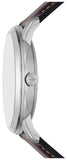 Fossil Neutra Minimalist Moonphase Silver Dial Brown Leather Strap Watch for Men - FS5905
