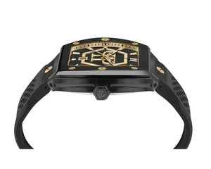 Philipp Plein Hexagon Phantom Black Dial Black Silicone Strap Watch For Men- PWPUA0224