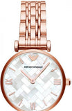 Emporio Armani Mother of Pearl Dial Rose Gold Steel Strap Watch For Women - AR11110