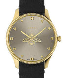 Gucci G Timeless Quartz Silver Dial Black Leather Strap Watch For Women - YA1264181