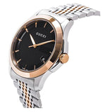 Gucci G Timeless Black Dial Two Tone Steel Strap Watch For Women - YA126512