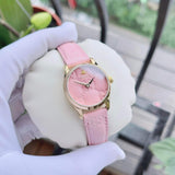 Gucci G Timeless Quartz Pink Dial Pink Leather Strap Watch For Women - YA1265005
