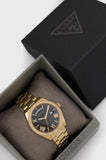 Guess Luna Diamonds Black Dial Gold Steel Strap Watch for Women - GW0307L2