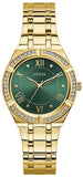 Guess Cosmo Diamonds Green Dial Gold Steel Strap Watch for Women - GW0033L8