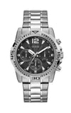 Guess Commander Chronograph Black Dial Silver Steel Strap Watch for Men - GW0056G1