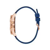 Guess Frontier DIamonds Gold Dial Blue Rubber Strap Watch For Women - W1160L3