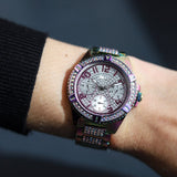 Guess Lady Frontier Diamonds Silver Dial Multicolor Steel Strap Watch for Women - GW0044L1
