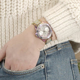 Guess Lady Frontier Diamonds Silver Dial Multicolor Steel Strap Watch for Women - GW0044L1