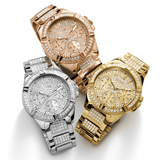Guess Frontier Diamonds Rose Gold Dial Rose Gold Steel Strap Watch For Women - W1156L3