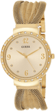 Guess Chiffon Gold Dial Gold Mesh Bracelet Watch For Women - W1083L2