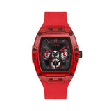 Guess Phoenix Multifunction Black Dial Red Rubber Strap Watch for Men - GW0203G5