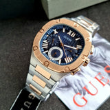 Guess Headliner Multifunction Blue Dial Two Tone Steel Strap Watch For Men - GW0572G4