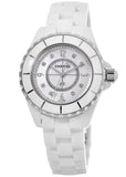 Chanel J12 Diamonds Quartz Ceramic White Dial White Steel Strap Watch for Women - J12 H2422