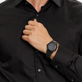 D1 Milano Ultra Thin Shadow Black Dial Black Steel Strap Watch for Men - D1-UTBJSH
