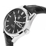 Tag Heuer Carrera Automatic Black Dial Black Leather Strap Watch for Men - WAR201A.FC6266