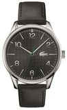 Lacoste Vienna Black Dial Balck Leather Strap Watch for Men - 2011074