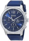 Hugo Boss Professional Chronograph Blue Dial Blue Silicone Strap Watch for Men - 1513526