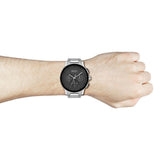 Hugo Boss Peak Black Dial Silver Steel Strap Watch for Men - 1513762