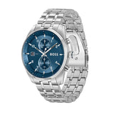 Hugo Boss Skytraveller Chronograph Blue Dial Silver Steel Strap Watch for Men - 1514216