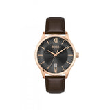 Hugo Boss Ambassador Grey Dial Brown Leather Strap Watch for Men - 1513387