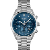 Hugo Boss Associate Blue Dial Silver Steel Strap Watch for Men - 1513839