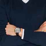 Hugo Boss Aeroliner Chronoraph White Dial Brown Leather Strap Watch For Men - HB1512447