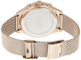 Hugo Boss Companion Chronograph Black Dial Rose Gold Steel Strap Watch For Men - 1513548