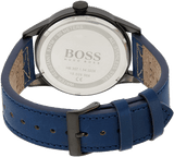 Hugo Boss Grand Prix Chronograph Black Dial Blue Leather Strap Watch for Men - 1513563