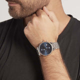 Hugo Boss Integrity Blue Dial Silver Steel Strap Watch for Men - 1513779
