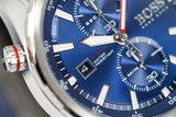 Hugo Boss Globetrotter Blue Dial Silver Steel Strap Watch for Men - 1513823