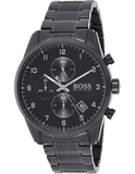 Hugo Boss Skymaster Chronograph Black Dial Black Steel Strap Watch for Men - 1513785