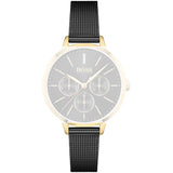 Hugo Boss Symphony Black Dial Black Mesh Bracelet Watch for Women - 1502601