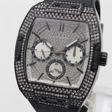 Guess Phoenix Multifunction Crystals Silver Dial Black Steel Strap Watch For Men - GW0094G3