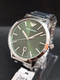 Emporio Armani Claudio Green Dial Silver Steel Strap Watch for Men - AR11575
