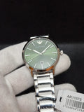 Emporio Armani Claudio Green Dial Silver Steel Strap Watch for Men - AR11575