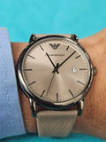 Emporio Armani Luigi Beige Dial Beige Leather Strap Watch for Men - AR11116