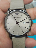 Emporio Armani Luigi Beige Dial Beige Leather Strap Watch for Men - AR11116