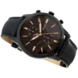 Fossil Goodwin Chronograph Black Dial Black Leather Strap Watch for Men - FS5585