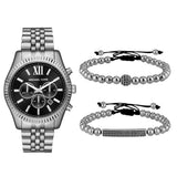 Michael Kors Lexington Chronograph Black Dial Black Steel Strap Watch For Men - MK8602