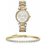 Michael Kors Parker White Dial Two Tone Steel Strap Watch for Women - MK6055