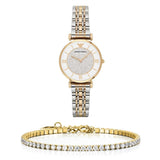 Emporio Armani Gianni T Bar White Dial Two Tone Steel Strap Watch For Women - AR8031