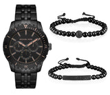 Michael Kors Cunningham Chronograph Black Dial Black Steel Strap Watch For Men - MK7157